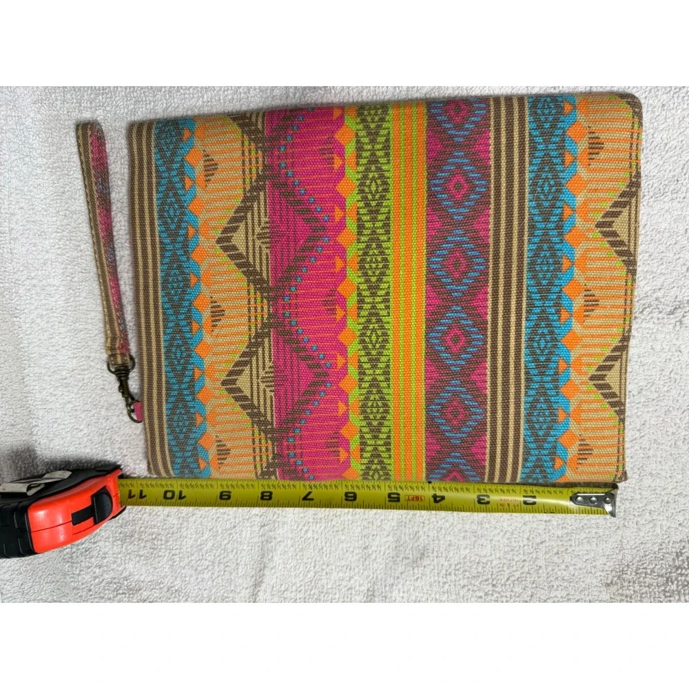 Geometric Woven Clutch Bag Women Medium Multicolor Boho Wristlet Southwestern